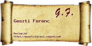 Geszti Ferenc névjegykártya
